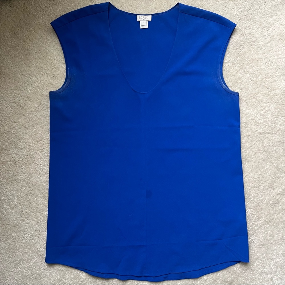 Jcrew Blue vneck cap sleeve blouse